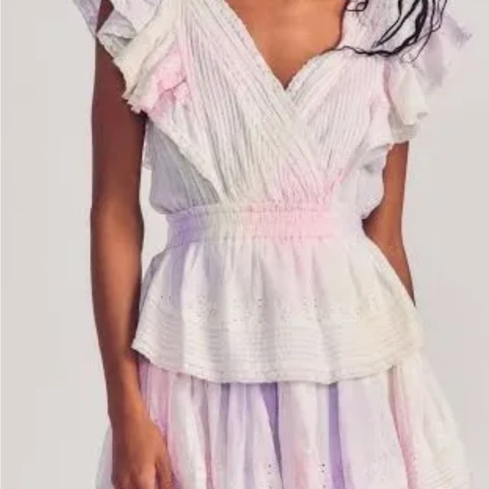 LoveShackFancy White and Pink Mini Dress
